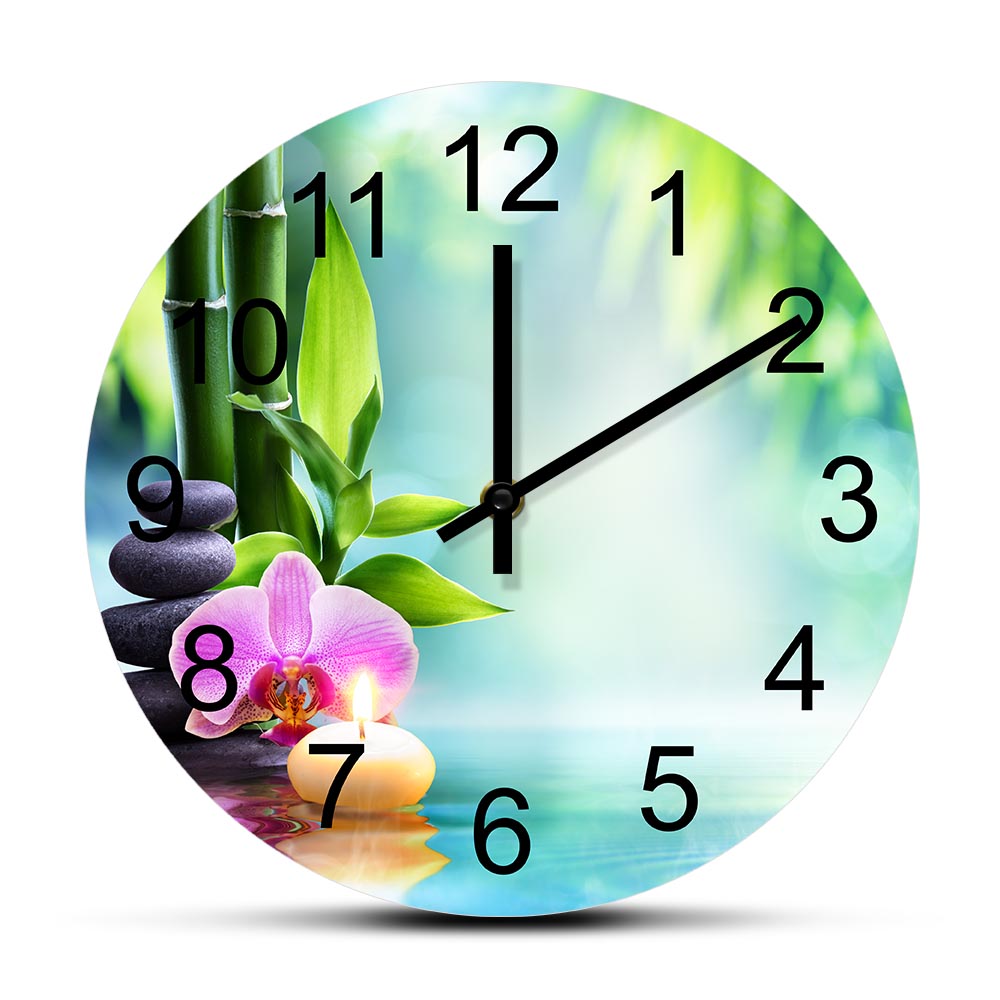 Wellness Spa And Salon - Jam Dinding Senyap Batu Zen Bunga